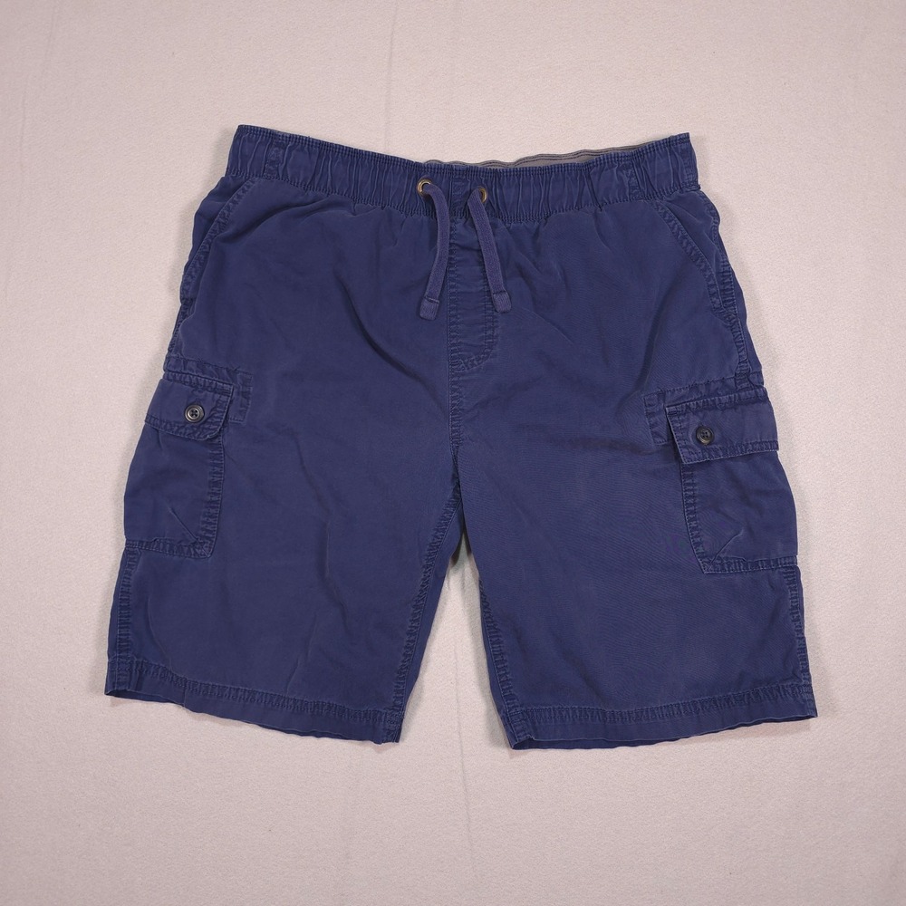 Lands' End Boys XL 18H-20H Husky Navy Cotton Cargo Shorts Elastic Waist
